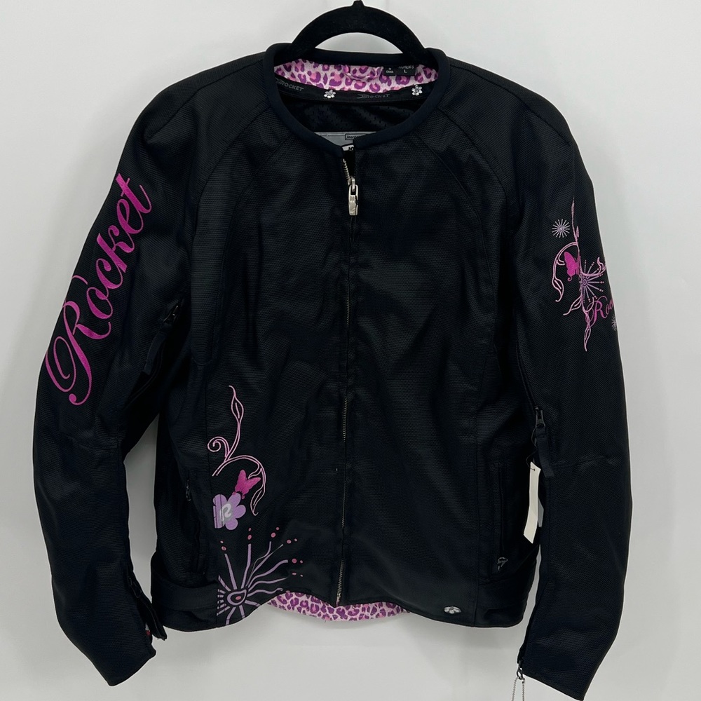 Joe Rocket black and pink butterfly racing jacket